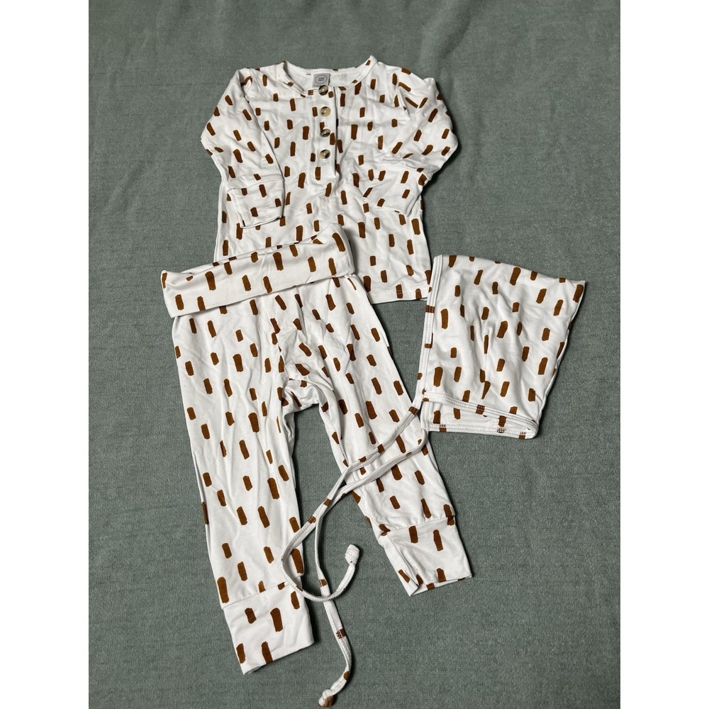 Lou Lou & Company Gender Neutral Brown White Bamboo Set 6-12 M NWOT